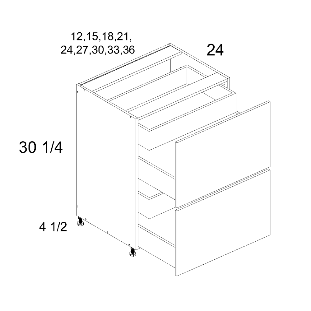 Two Drawer Bases with Two Inner Drawer