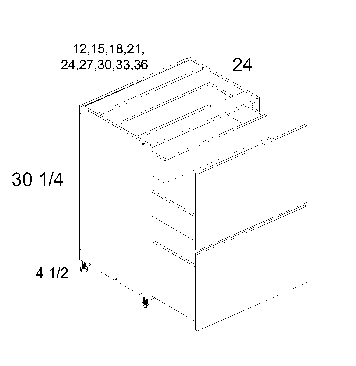 Two Drawer Bases with Inner Drawer