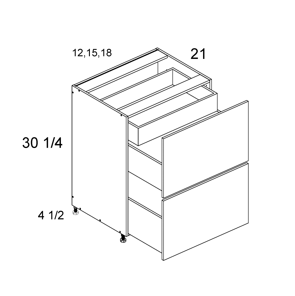 Two Drawer with One Inner Drawer Vanity Base