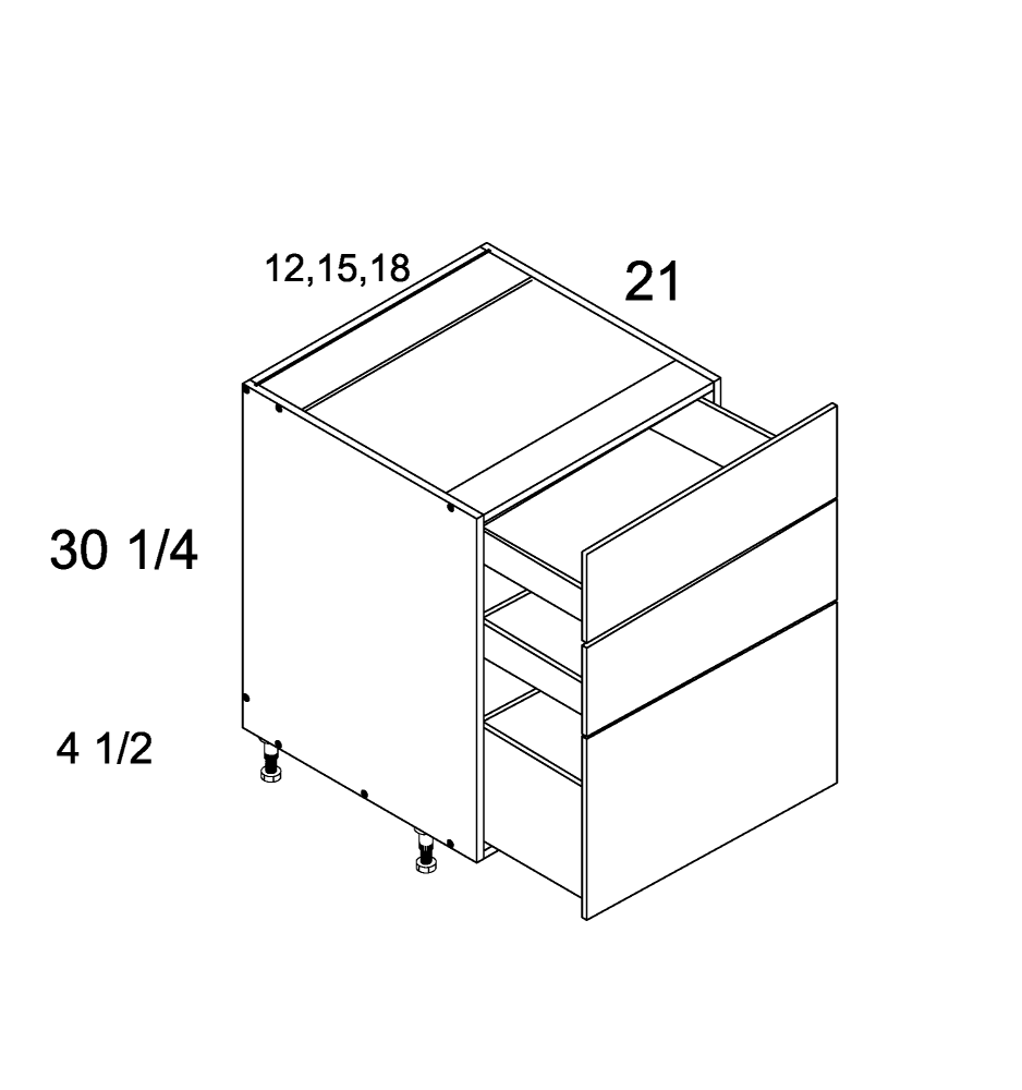 Three Drawer Vanity Base