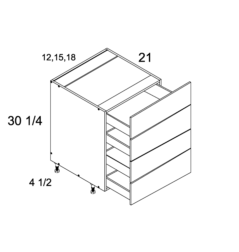 Four Drawer Vanity Base