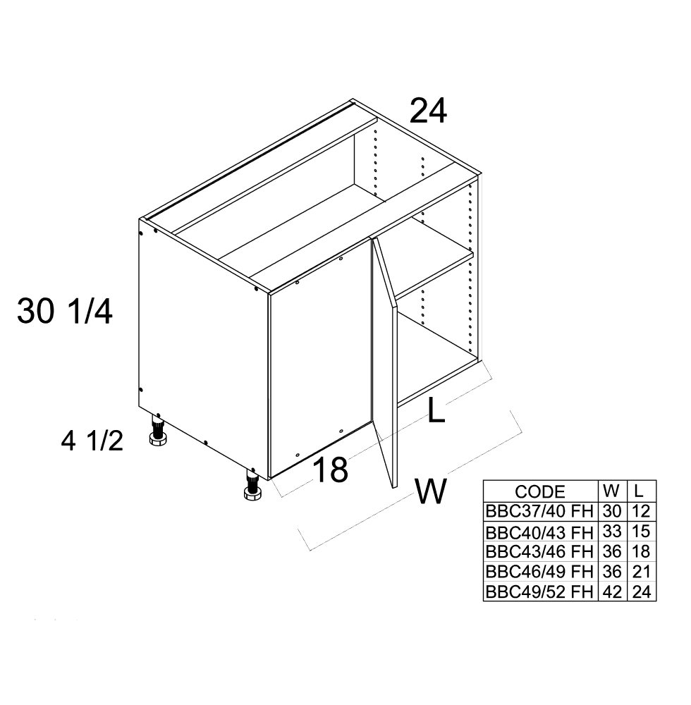 Full Height One Door Blind Base