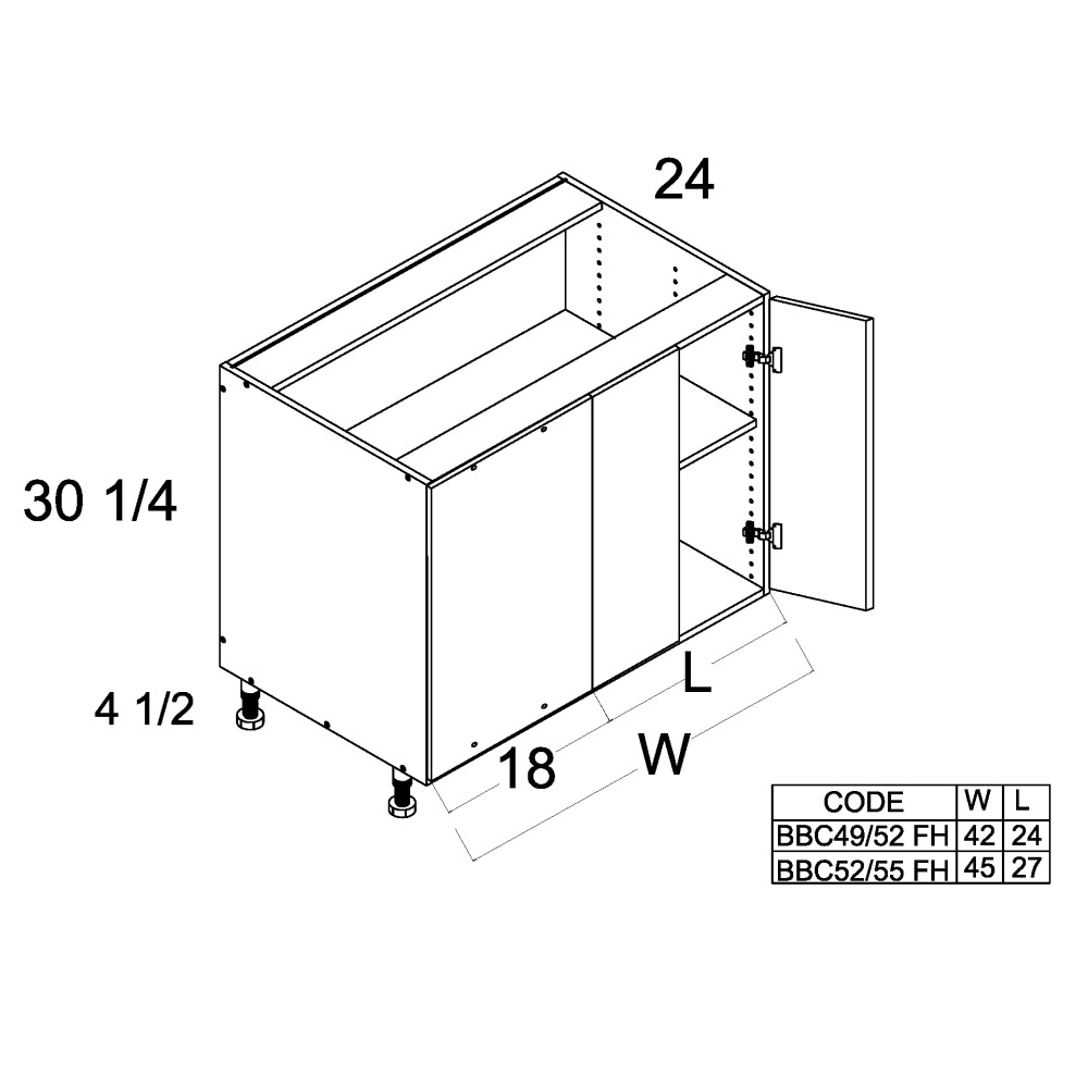 Full Height Two Door Blind Base