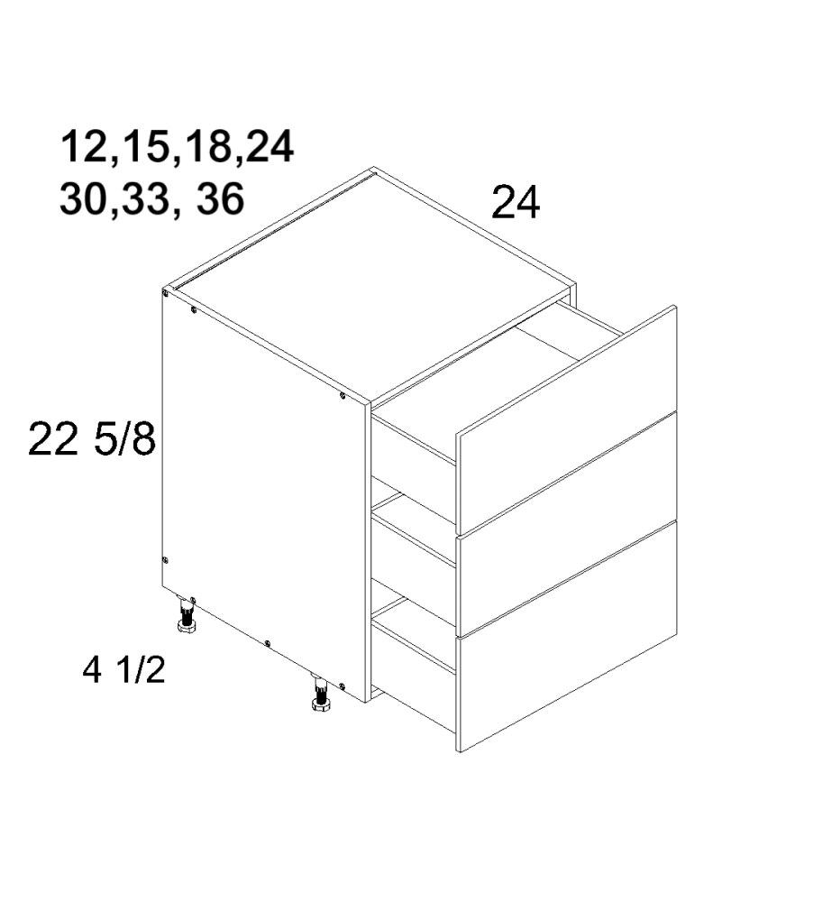 Three Drawer Desk Base