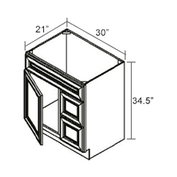 Vanity Sink Bases-1 Dummy Drawer Face 2 Drawer Left