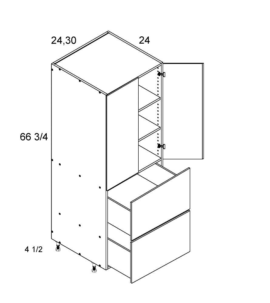 Tall Two Drawer Two Door Utility