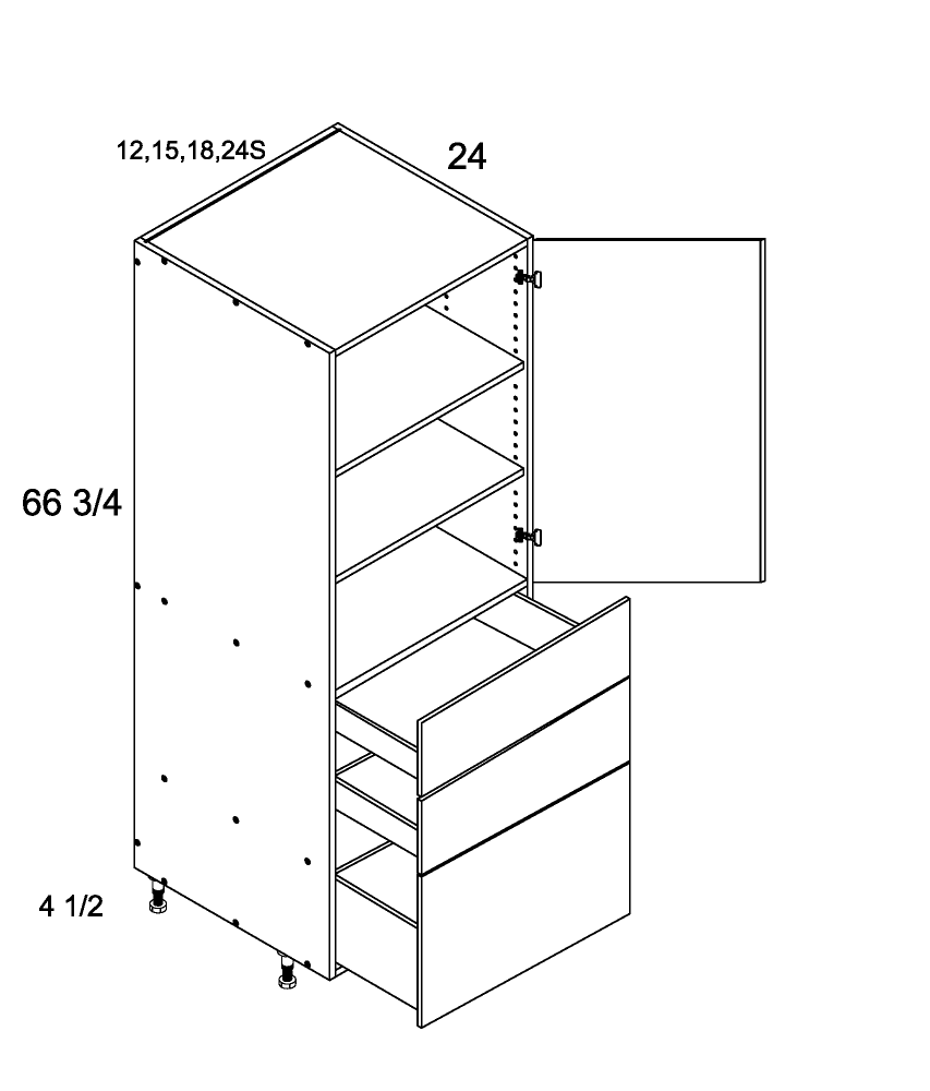 Tall with Three Drawer Utility