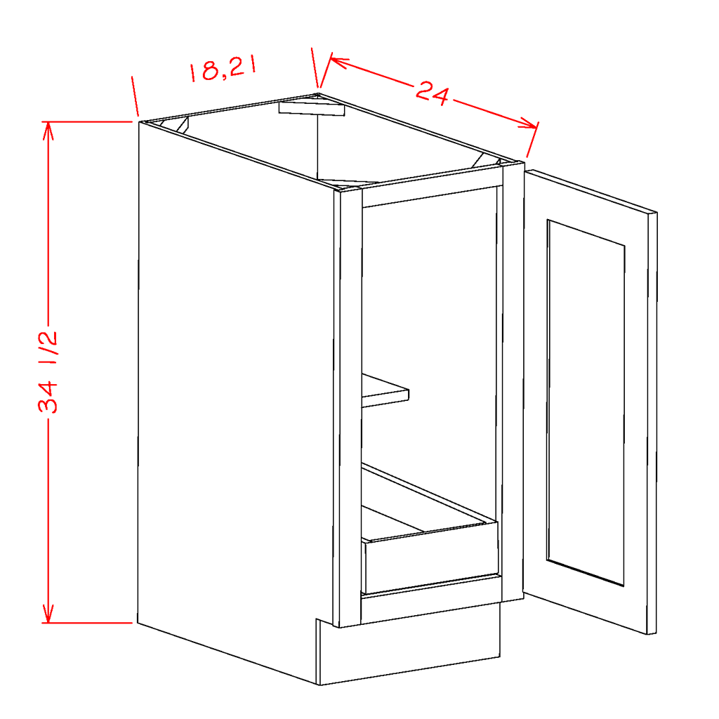 Full Height Single Door Single Rollout Shelf Bases