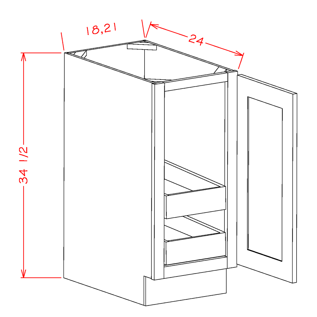 Full Height Single Door Double Rollout Shelf Bases