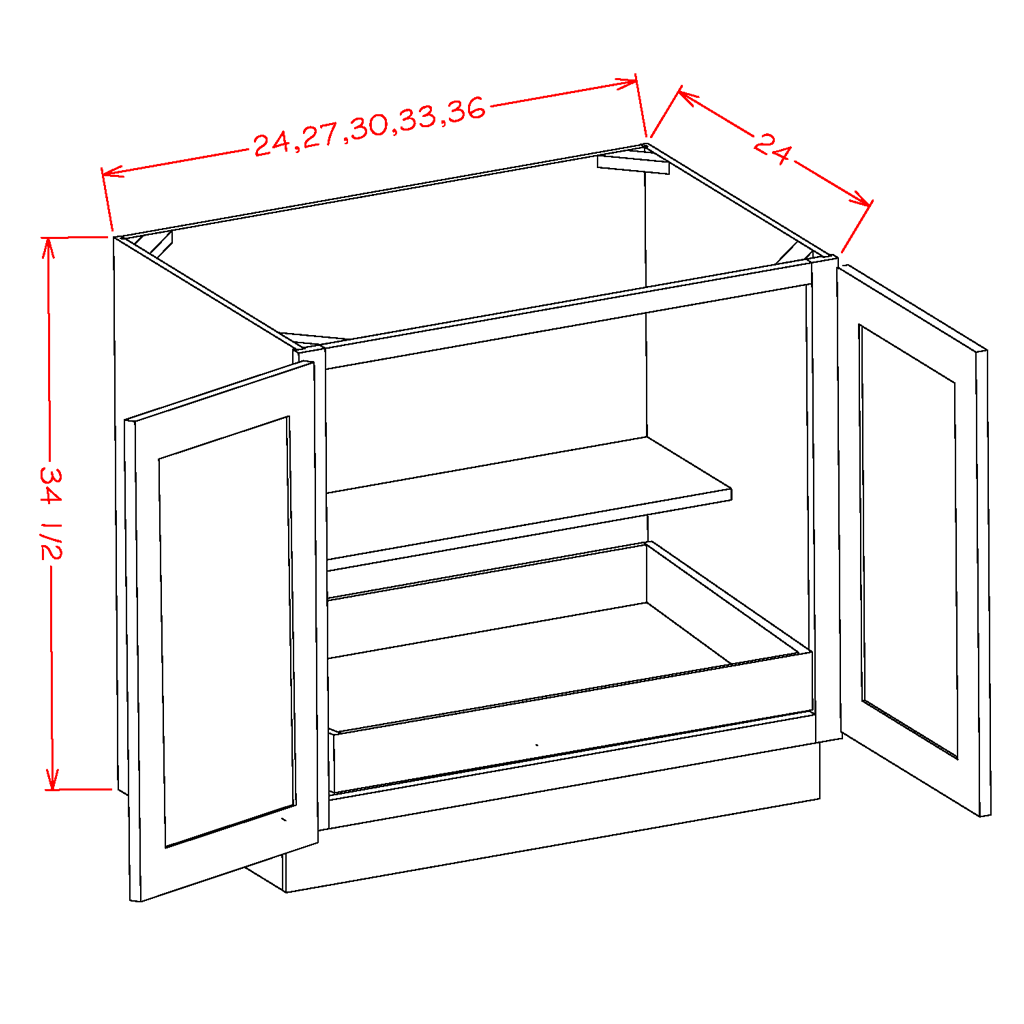 Full Height Double Door Single Rollout Shelf Bases