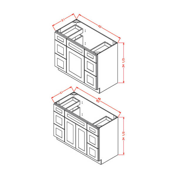 Vanity Double Drawer Base