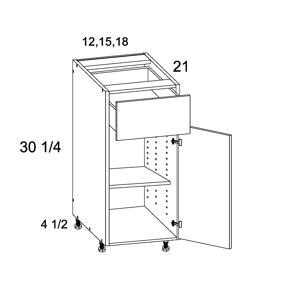 One Drawer One Door Vanity Base