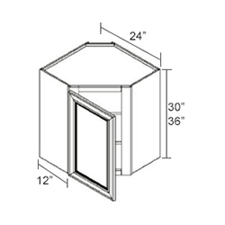 Diagonal Corner Wall Cabinet-1 Door 2 Shelf