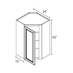 Diagonal Corner Wall Cabinet-1 Door 3 Shelf